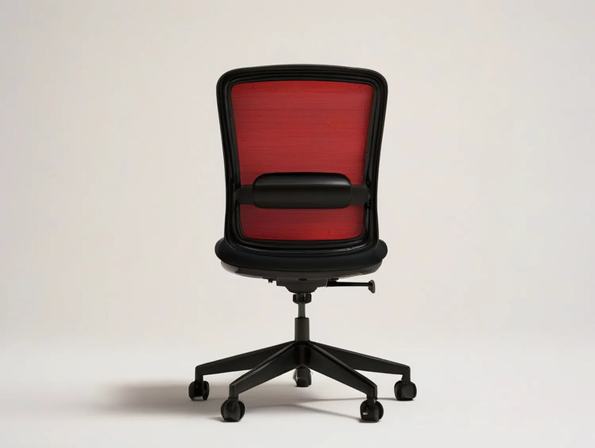 Mid-Back Mesh Office Chair with Lumbar Support, Red/Black, 25.6 x 25.6 x 38.6-42.5 in