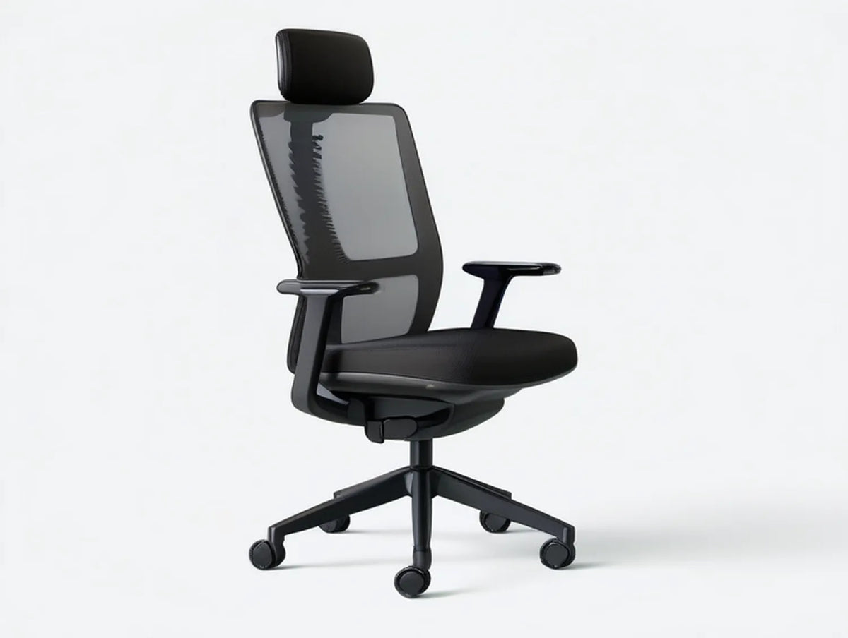 Black Ergonomic High-Back Mesh Office Chair with Headrest, 26.4 x 26.4 x 47.2-51.2 in