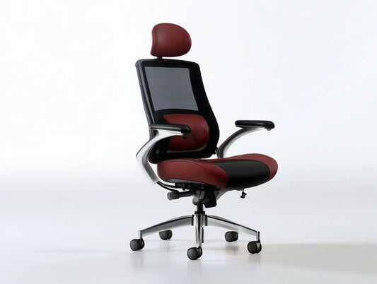 Ergonomic Executive Chair with Adjustable Headrest, 26.8 x 26.8 x 45.3-49.2 in, Burgundy/Black/Silver