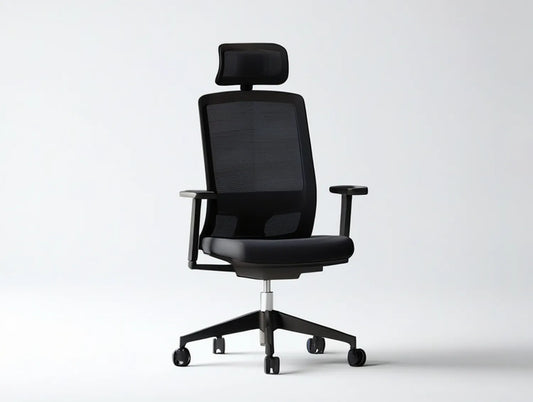 Ergonomic Black Mesh Office Chair with Headrest and Adjustable Armrests, 25.6 x 25.6 x 46.5-50.4 in