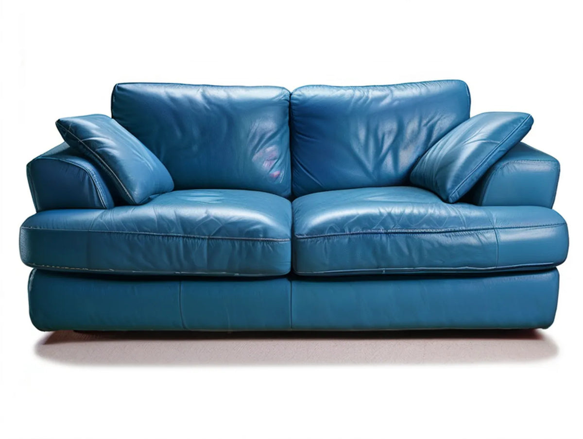 170 cm Wide Blue PU Leather 2-Seat Loveseat