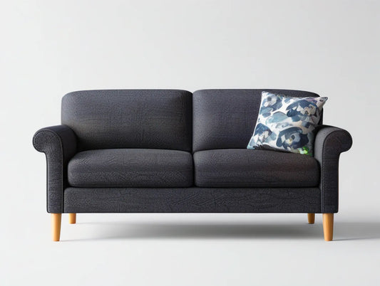 63 x 35 x 34 in Charcoal Gray 2-Seat Polyester Upholstered Sofa with Natural Wood Legs
