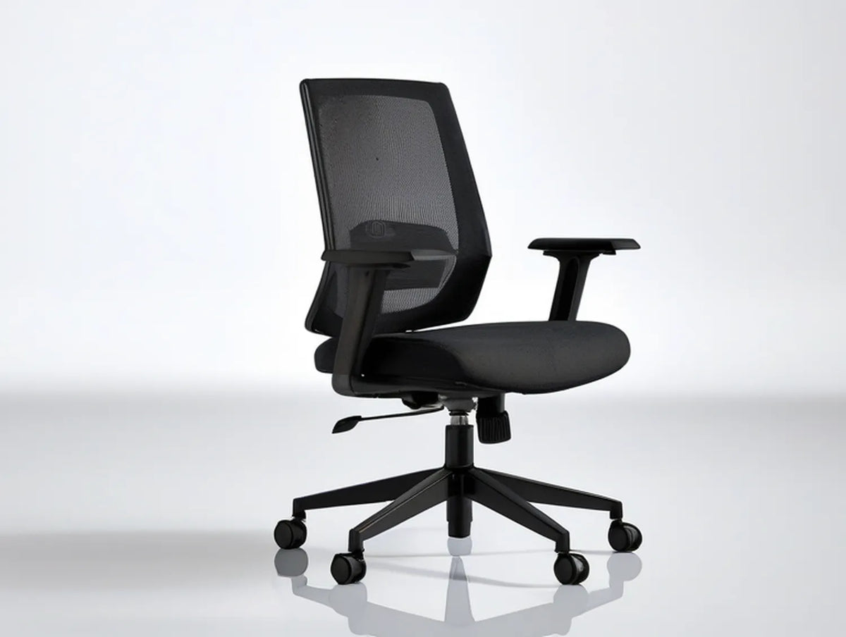 Black Adjustable Mesh Office Chair with Armrests, 25.6 x 25.6 x 38.6-42.5 in
