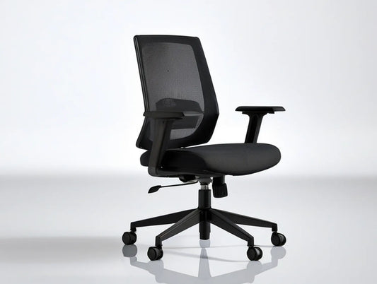 Black Adjustable Mesh Office Chair with Armrests, 25.6 x 25.6 x 38.6-42.5 in