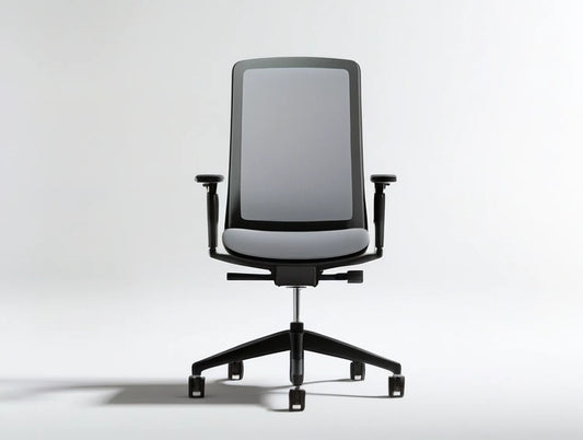 Ergonomic High-Back Office Chair, Gray/Black/Chrome, Adjustable Armrests, 25.6 x 25.6 x 41.3-45.3 in