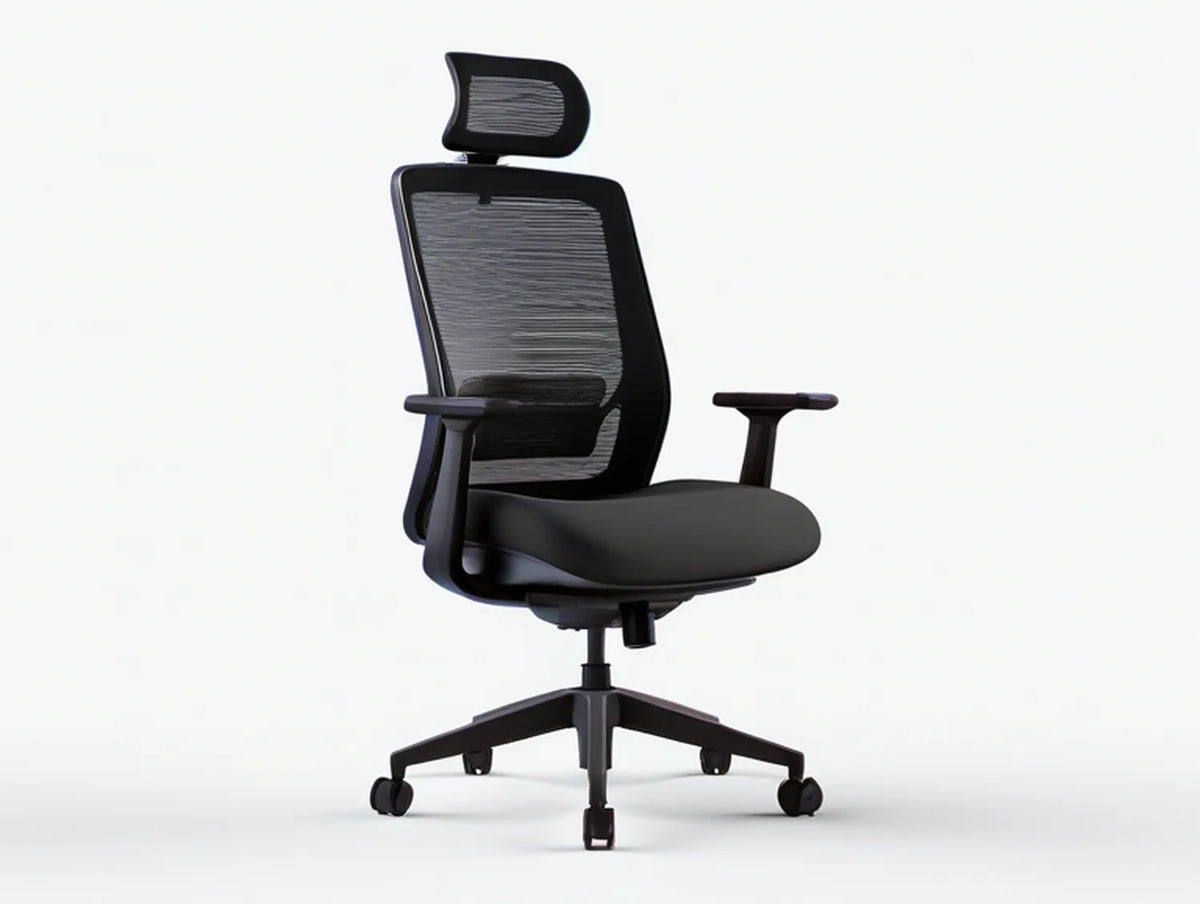 Black Ergonomic Mesh Office Chair with Adjustable Headrest and Arms, 26 x 26 x 46-50 in