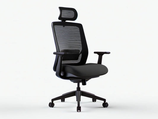 Black Ergonomic Mesh Office Chair with Adjustable Headrest and Arms, 26 x 26 x 46-50 in