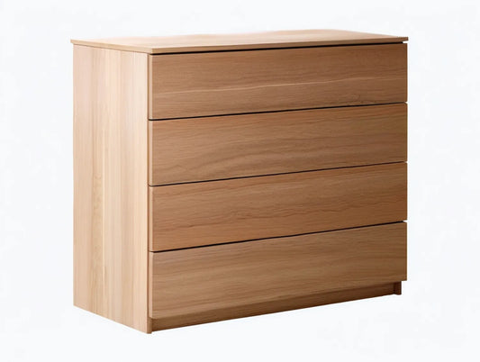 Natural Oak 4-Drawer Dresser, 36 x 18 x 36 in, Engineered Wood with Oak Veneer