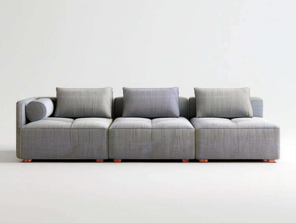 118 in. Modular 3-Seat Gray Polyester Upholstered Sofa