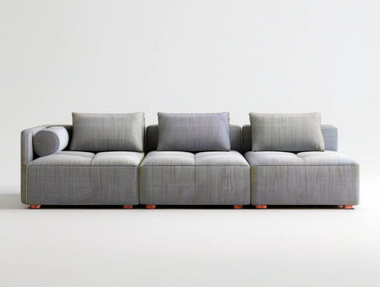 118 in. Modular 3-Seat Gray Polyester Upholstered Sofa