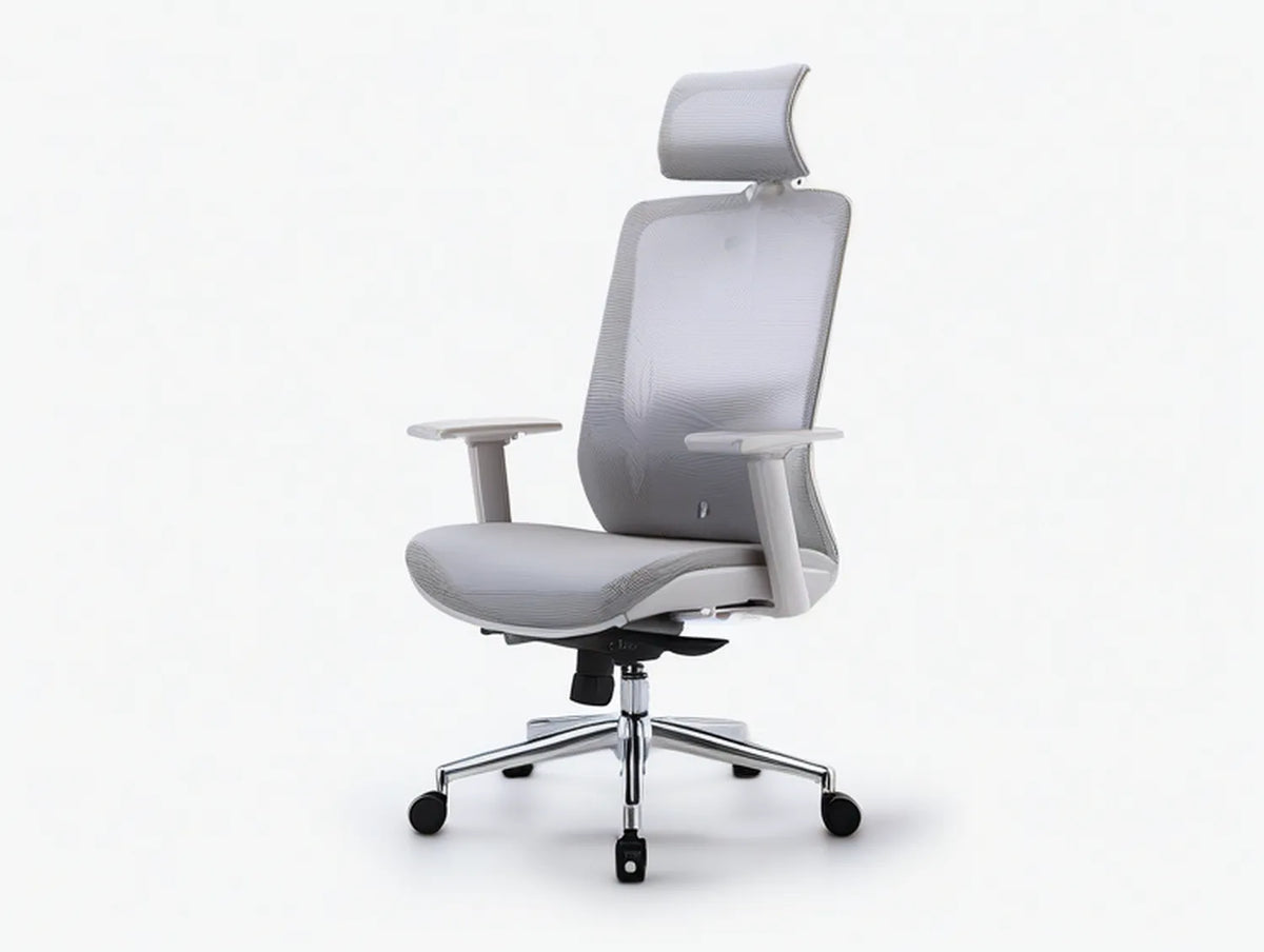 Gray Ergonomic Mesh Office Chair with Adjustable Headrest, 25.6 x 25.6 x 46.5-50.4 in