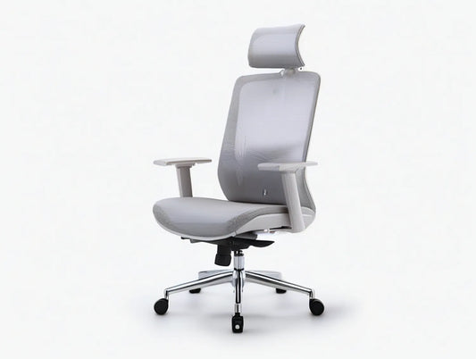 Gray Ergonomic Mesh Office Chair with Adjustable Headrest, 25.6 x 25.6 x 46.5-50.4 in
