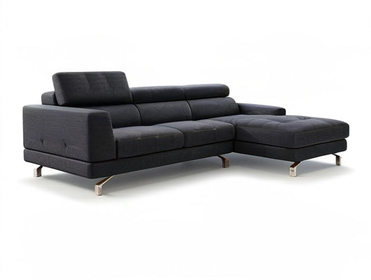 Right-Facing L-Shaped Sectional Sofa with Chaise, Black/Silver, 110.2 x 65 x 35.4 in