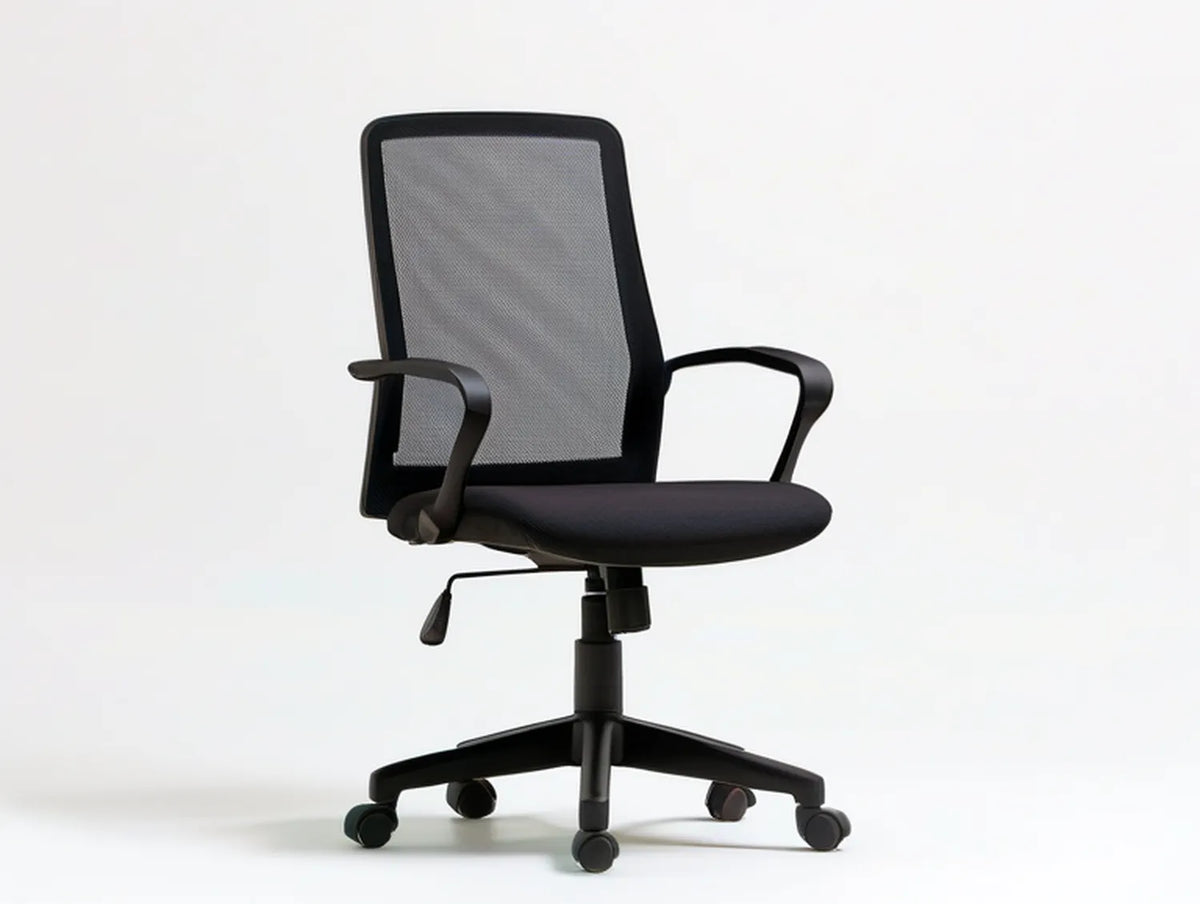 Black Ergonomic Mesh Office Chair with Armrests and Adjustable Height, 24.4 x 24.4 x 37.4-41.3 in