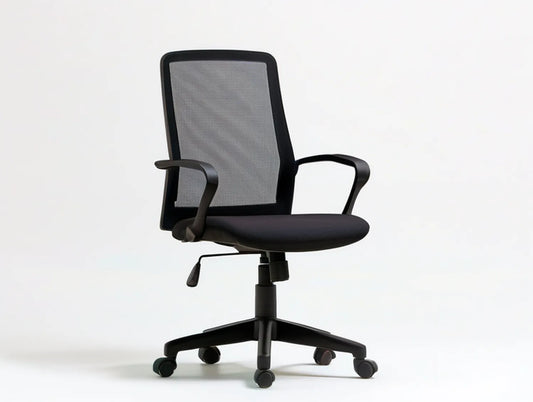 Black Ergonomic Mesh Office Chair with Armrests and Adjustable Height, 24.4 x 24.4 x 37.4-41.3 in