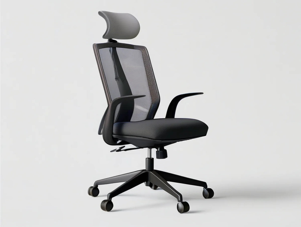 Ergonomic High-Back Mesh Chair with Adjustable Headrest and Armrests, Black, 26.4 x 26.4 x 46.5-50.4 in