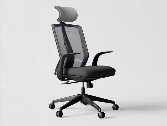 Ergonomic High-Back Mesh Chair with Adjustable Headrest and Armrests, Black, 26.4 x 26.4 x 46.5-50.4 in