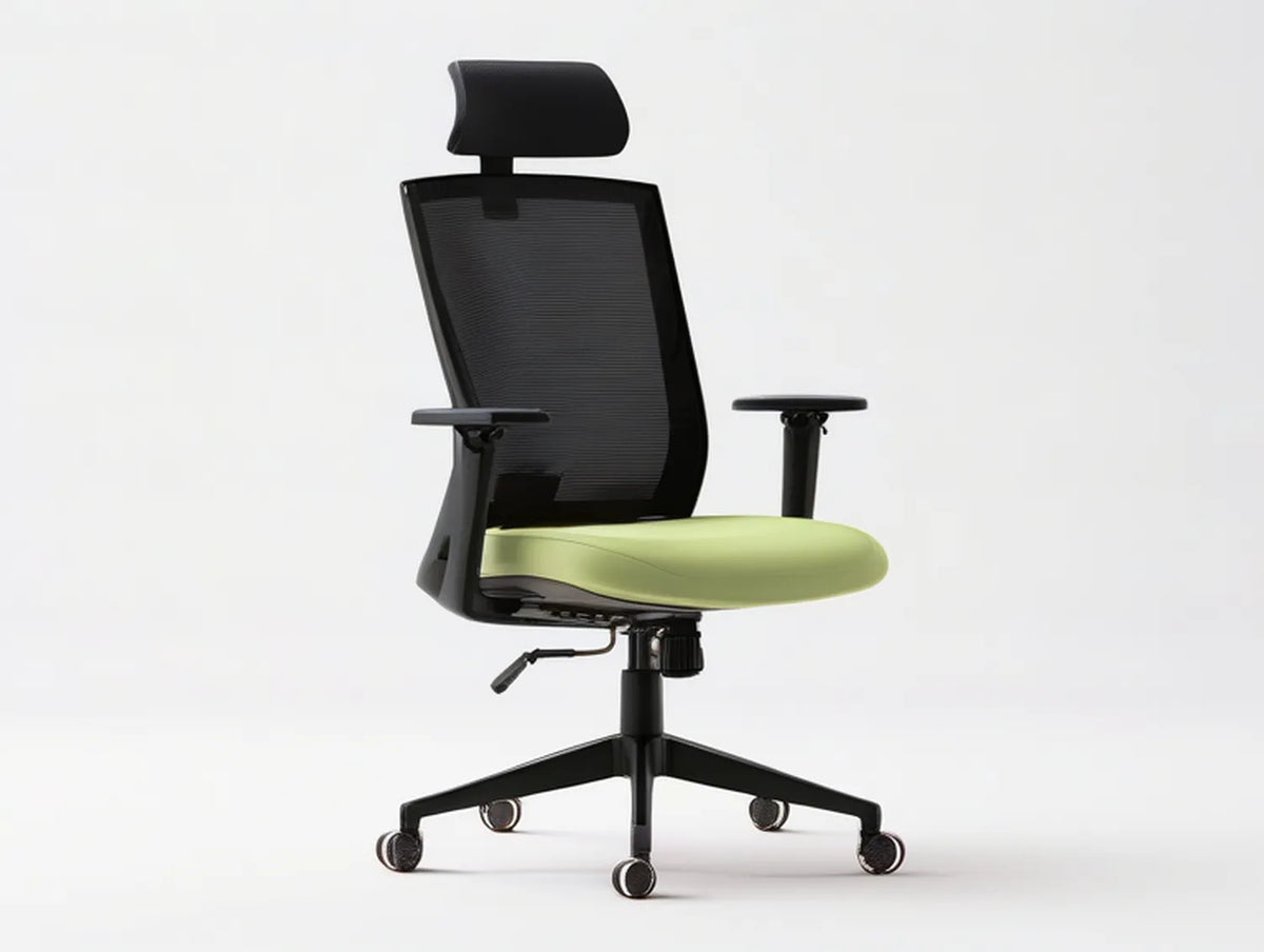 Ergonomic Mesh Office Chair with Adjustable Headrest and Armrests, Black/Green, 25.2 x 25.2 x 46.1-50.0 in