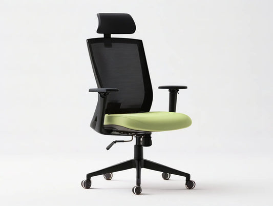 Ergonomic Mesh Office Chair with Adjustable Headrest and Armrests, Black/Green, 25.2 x 25.2 x 46.1-50.0 in