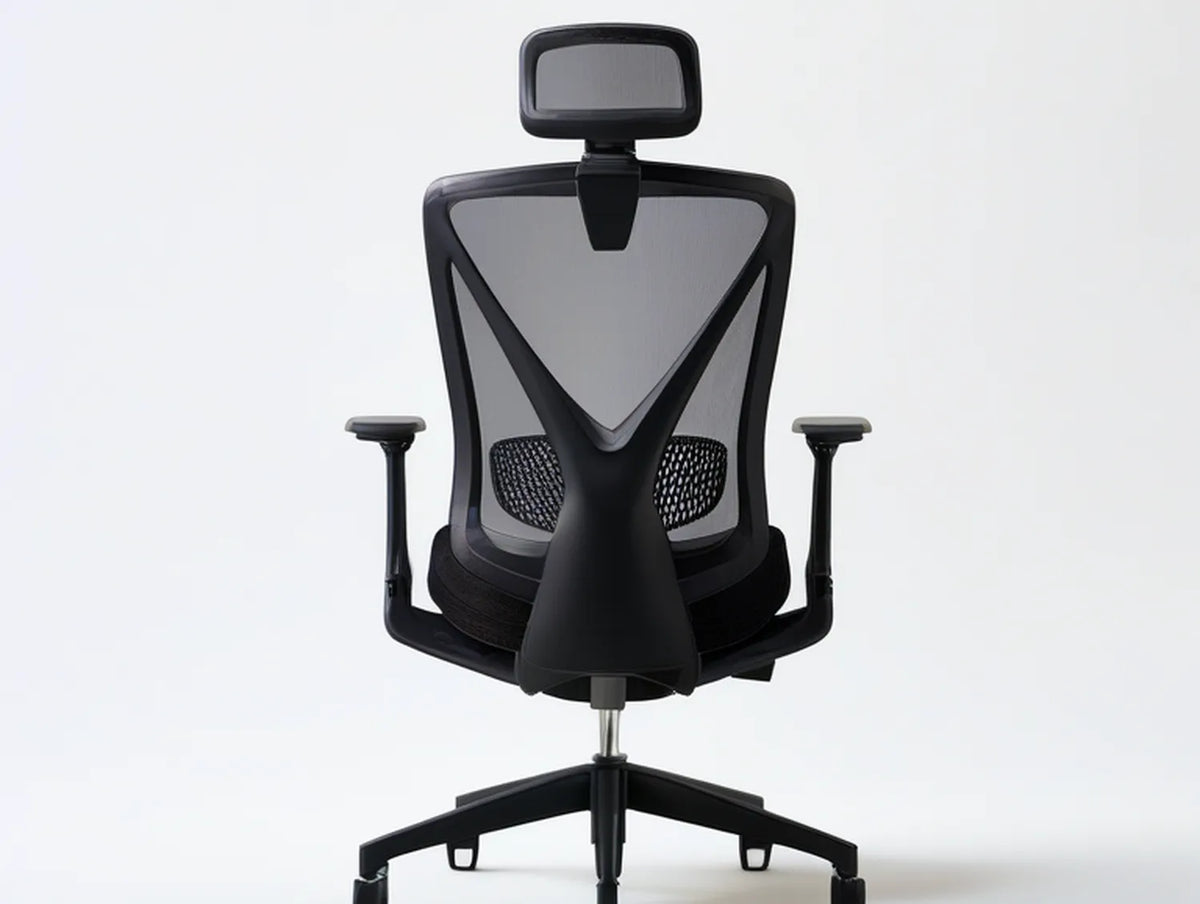 Black Ergonomic High-Back Mesh Office Chair with Adjustable Headrest, 26 x 26 x 46-52 in